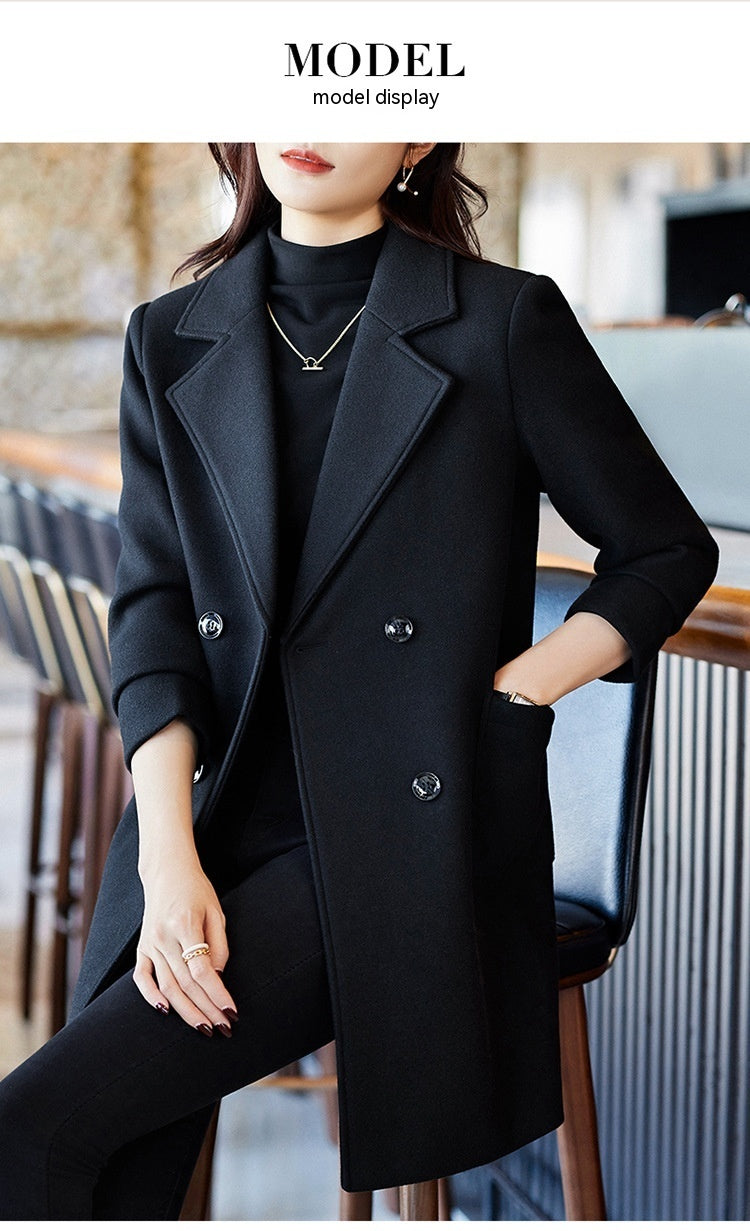 Cappotto donna doppiopetto nero