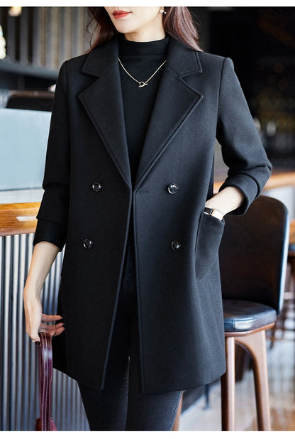 Cappotto donna doppiopetto nero