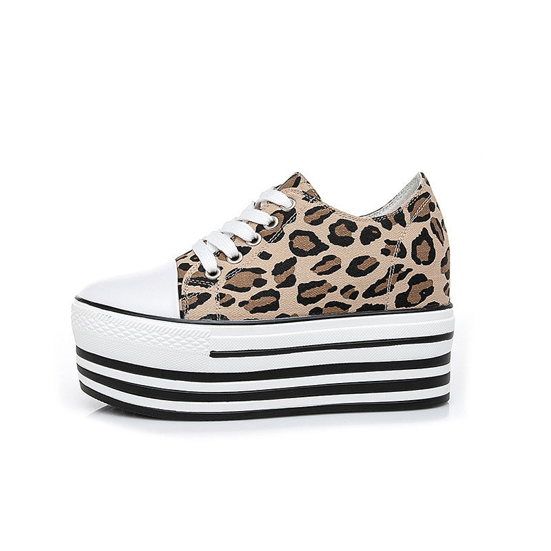 Sneakers donna in tela con interno rialzato