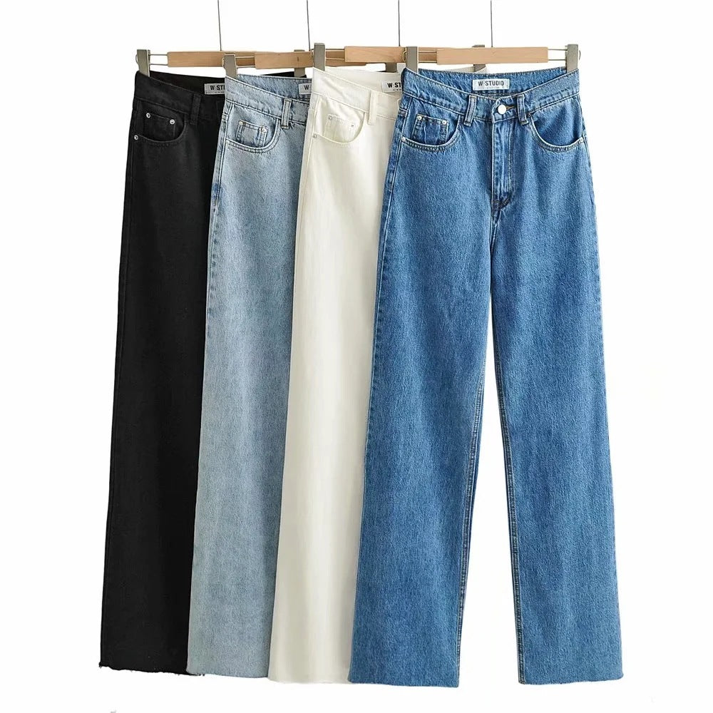 jeans donna a vita alta con orlo grezzo