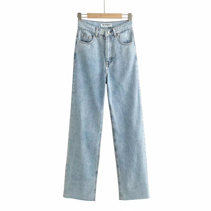 jeans donna a vita alta con orlo grezzo