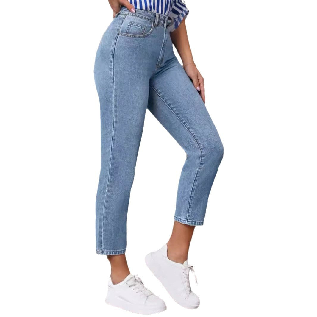 Jeans skinny elasticizzati a vita alta retrò per donna