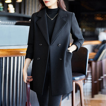 Cappotto donna doppiopetto nero